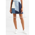 New Fashion Blue Patchwork Denim Mini Skirt DEM/DOM Manufacture Wholesale Fashion Women Apparel (TA5165S)